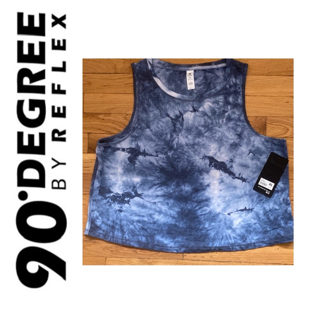 10/$10 90 Degree by Reflex Navy Toe Dye Crop Top TW19561 NWT XL